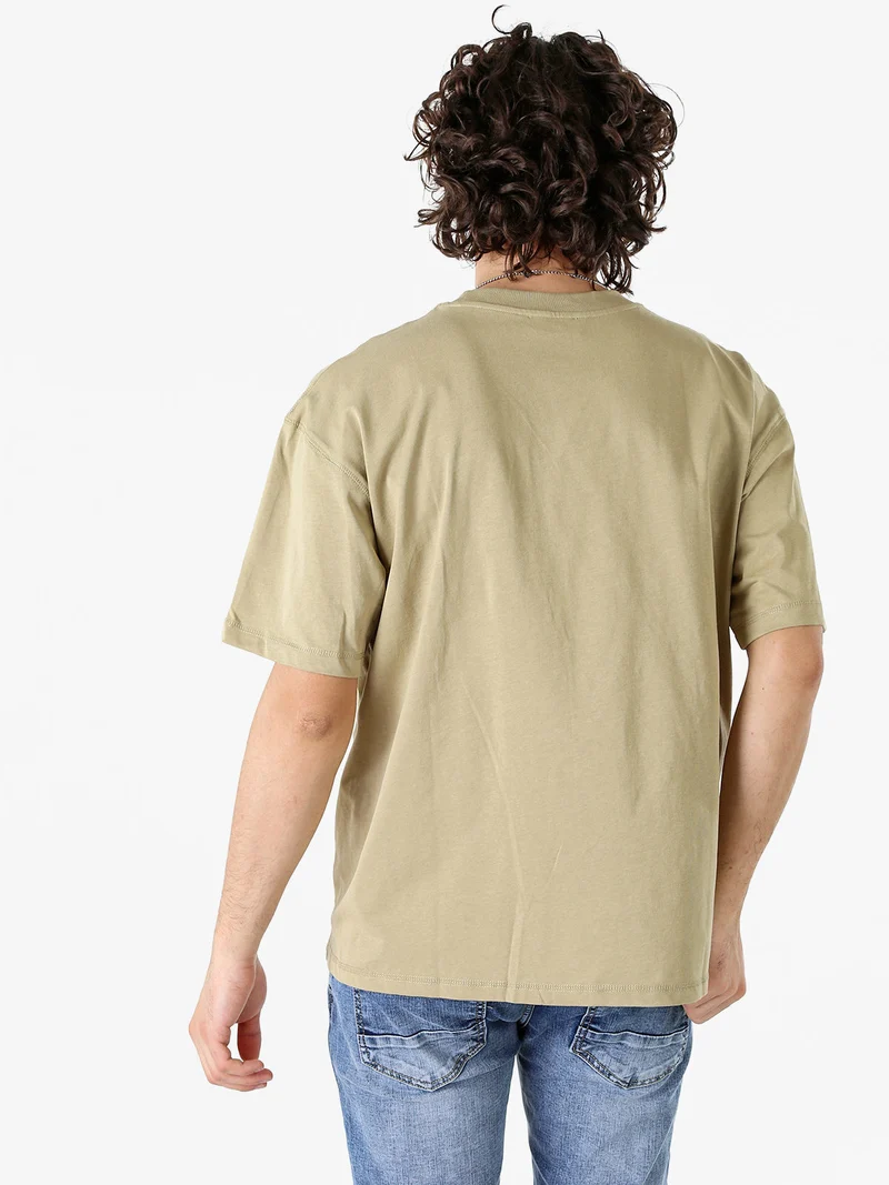 T-shirt oversize da uomo in cotone - khaki