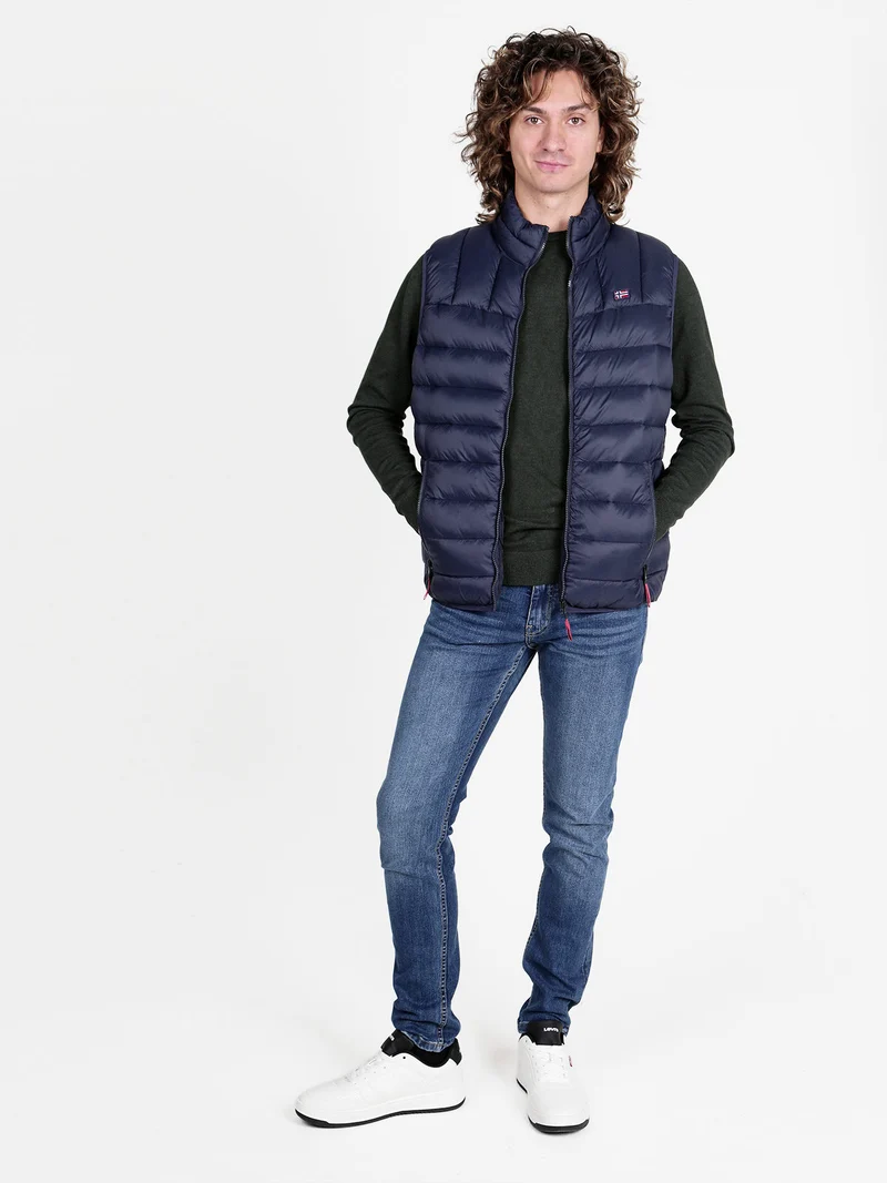 Gilet da uomo con cerniera imbottito - blu scuro
