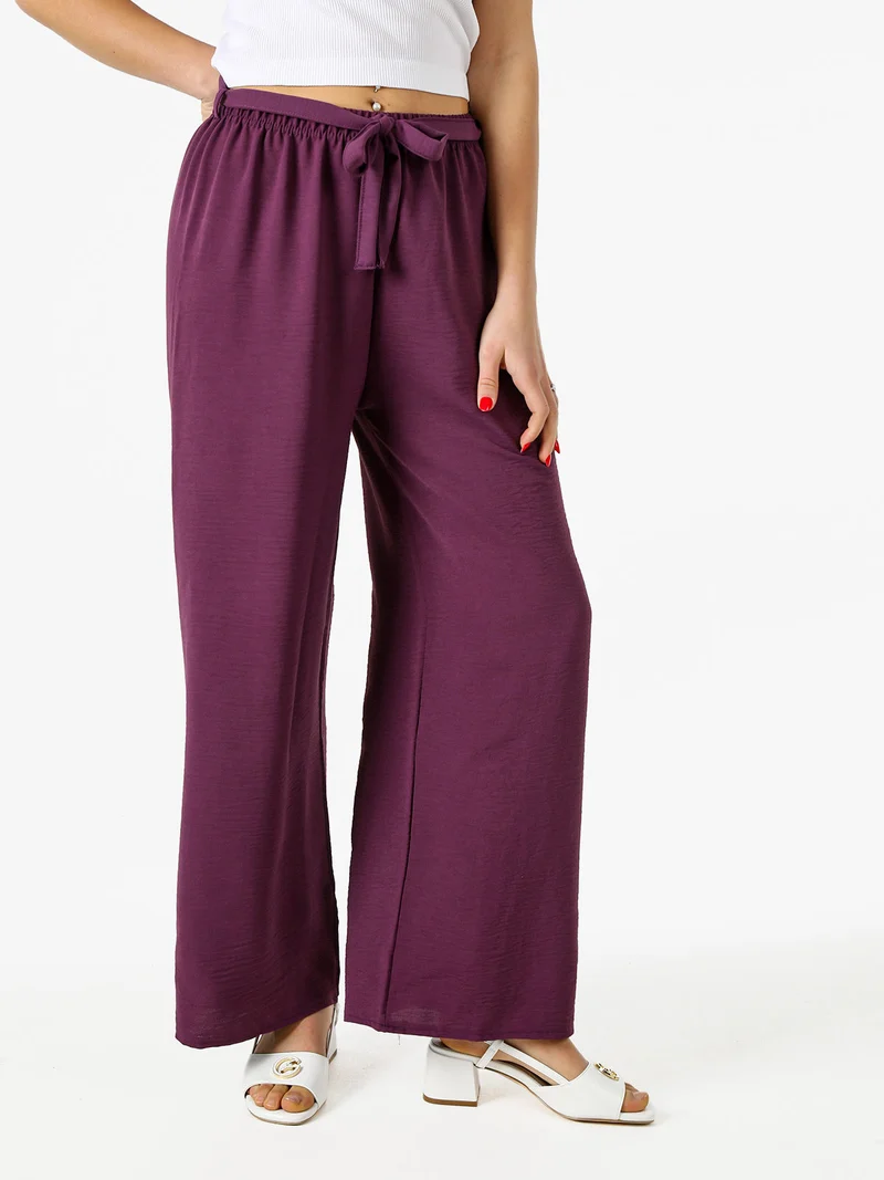 Pantaloni donna a palazzo in crèpe - viola