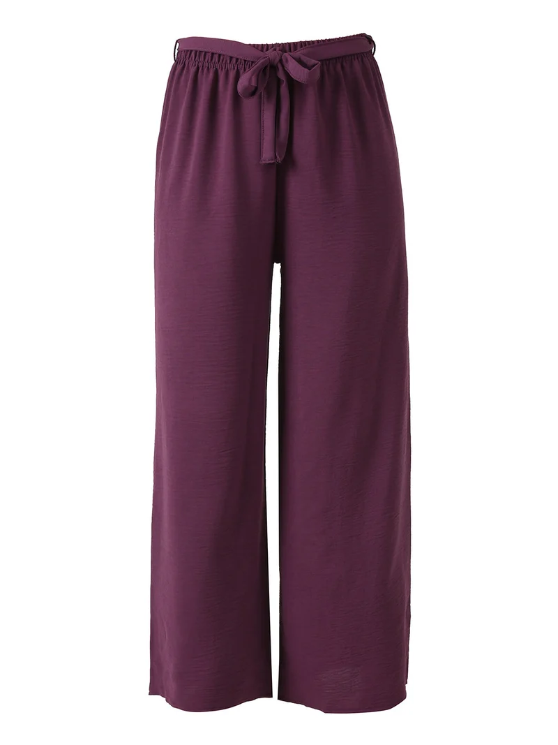 Pantaloni donna a palazzo in crèpe - viola