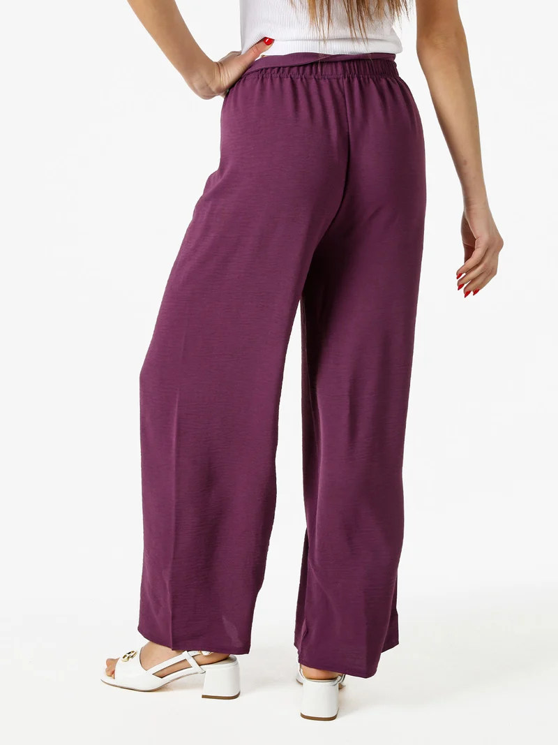 Pantaloni donna a palazzo in crèpe - viola