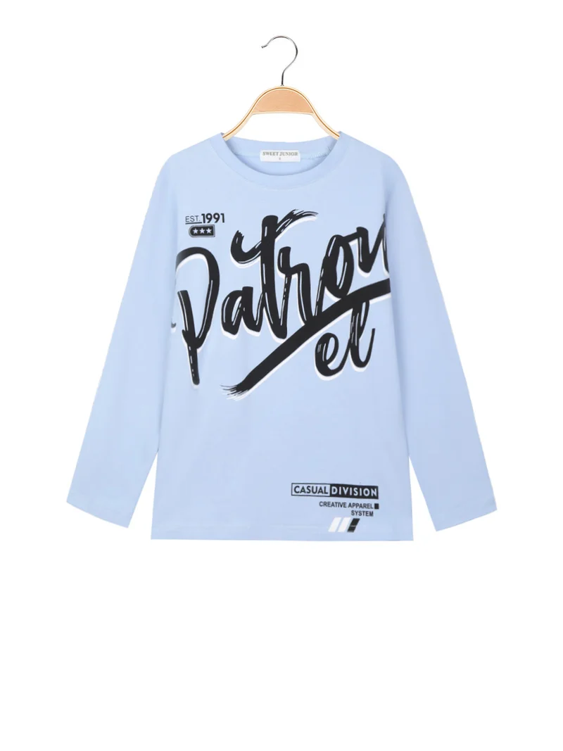 T-shirt da ragazzo a manica lunga - azzurro