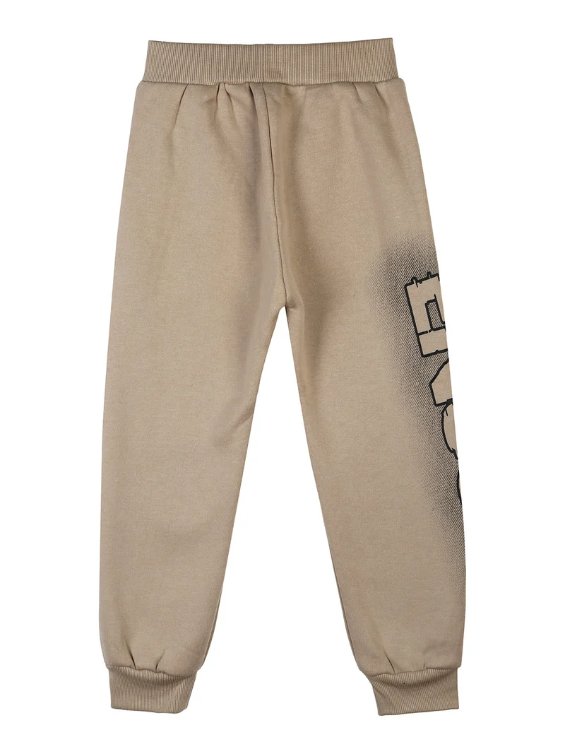 Pantaloni tuta da bambino con polsini e interno caldo - khaki