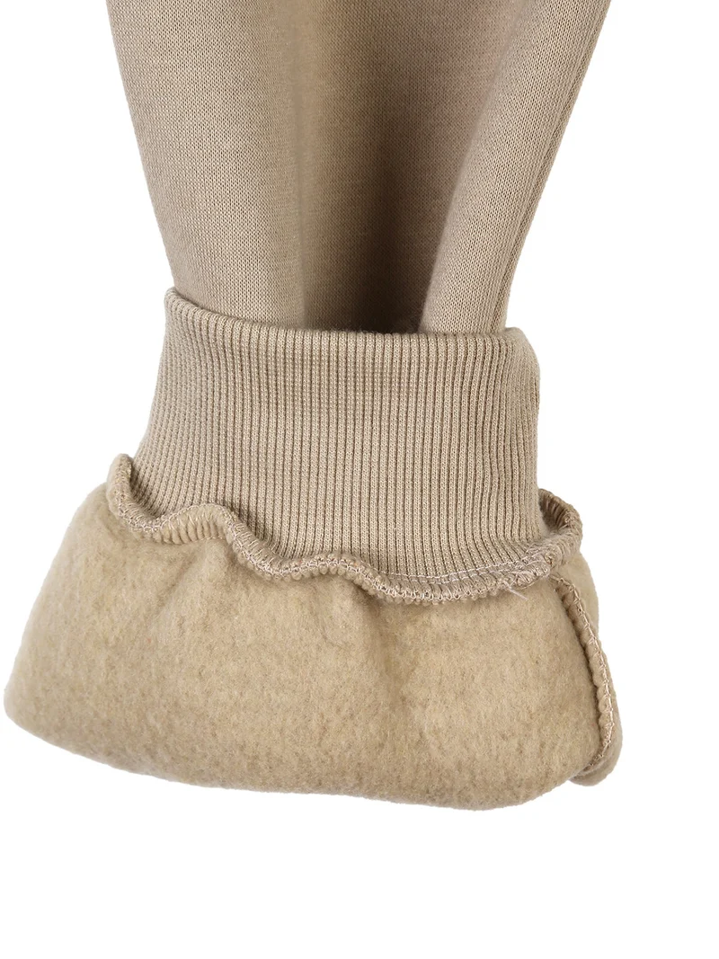 Pantaloni tuta da bambino con polsini e interno caldo - khaki