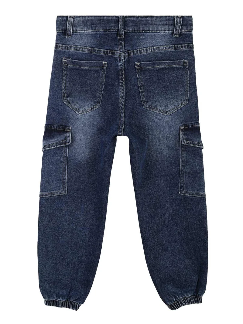 Jeans bambina con tasconi e polsini - jeans