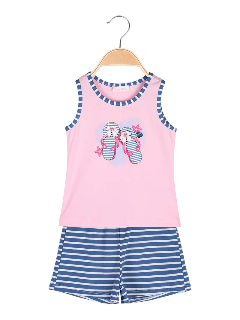 Completo corto da neonata con canotta e shorts - rosa