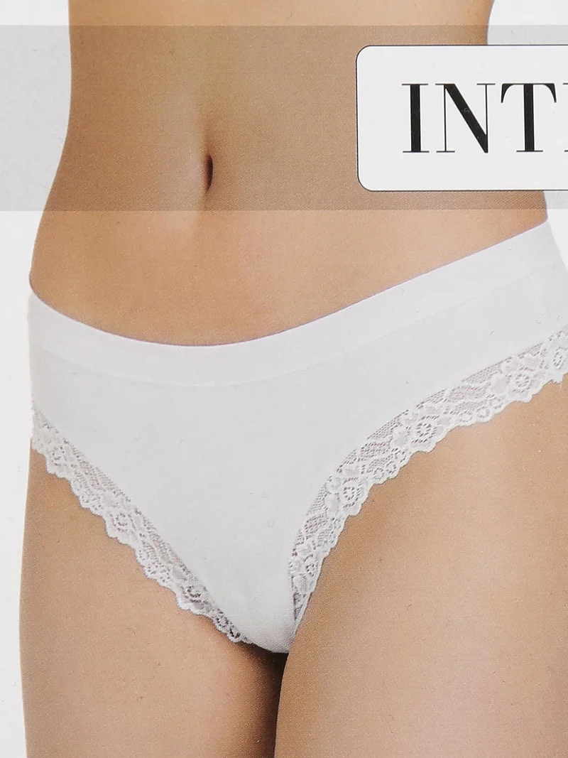 Perizoma in cotone con pizzo - bianco