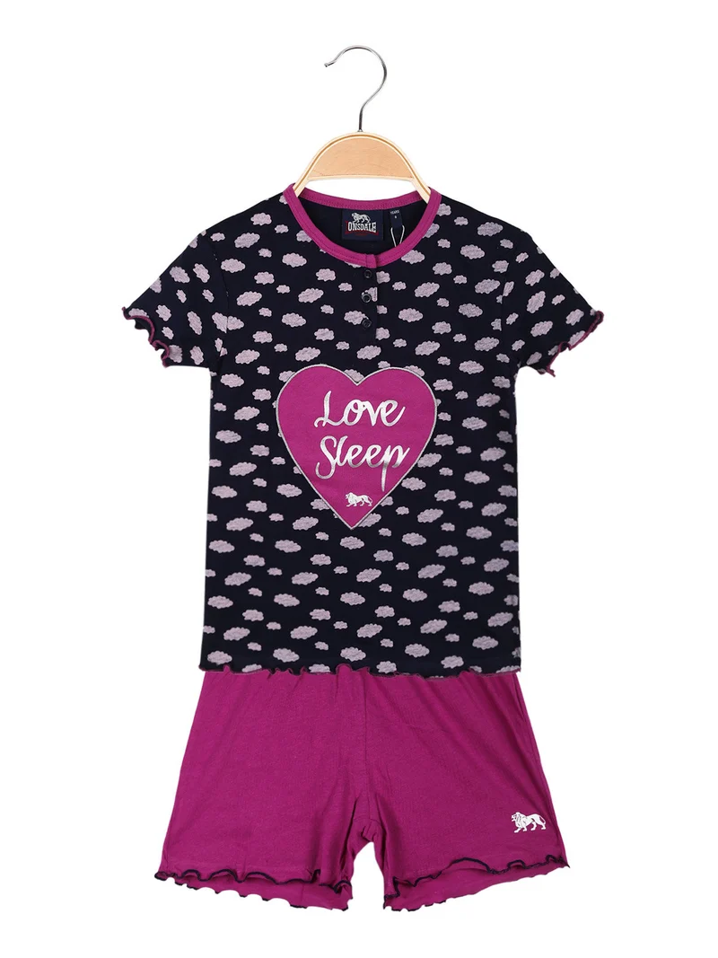 Pigiama corto da bambina in cotone - blu scuro