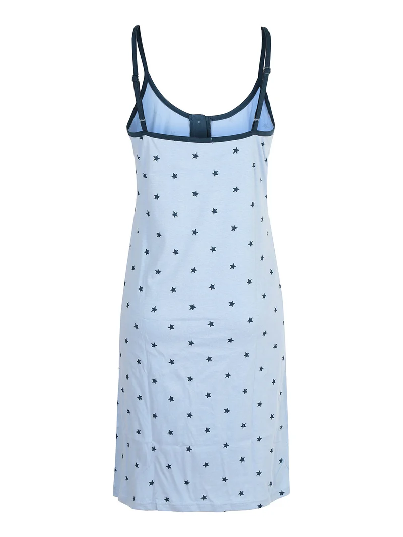 Camicia da notte in cotone con spalline sottili - azzurro