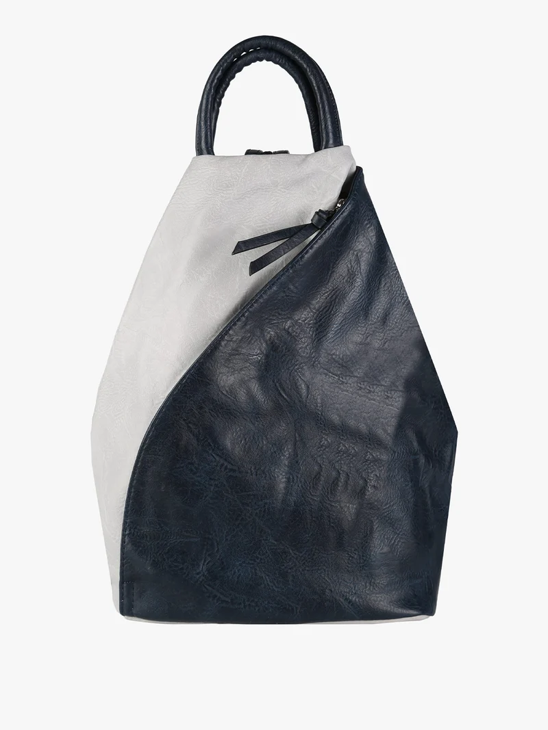 Zaino da donna in ecopelle bicolore - blu scuro