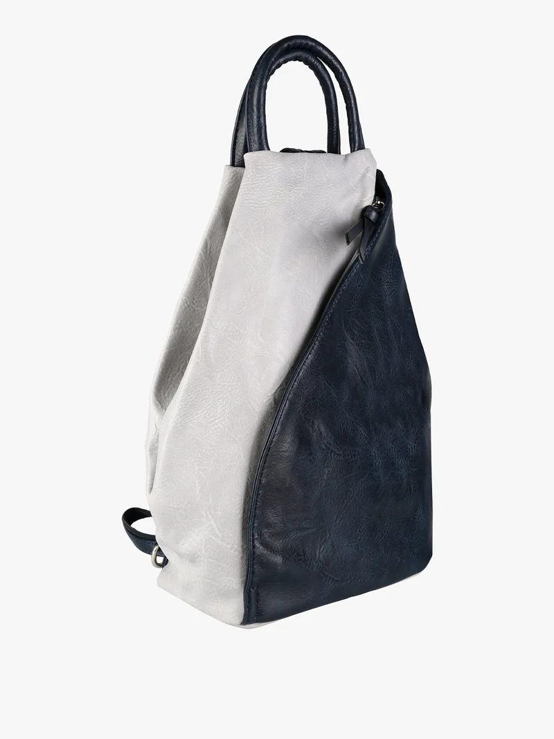 Zaino da donna in ecopelle bicolore - blu scuro