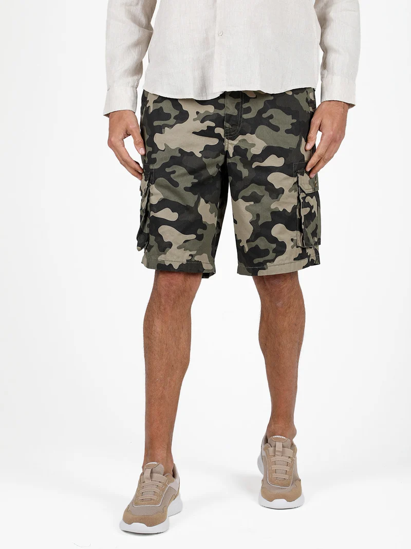 Bermuda uomo militare con tasconi laterali - militare