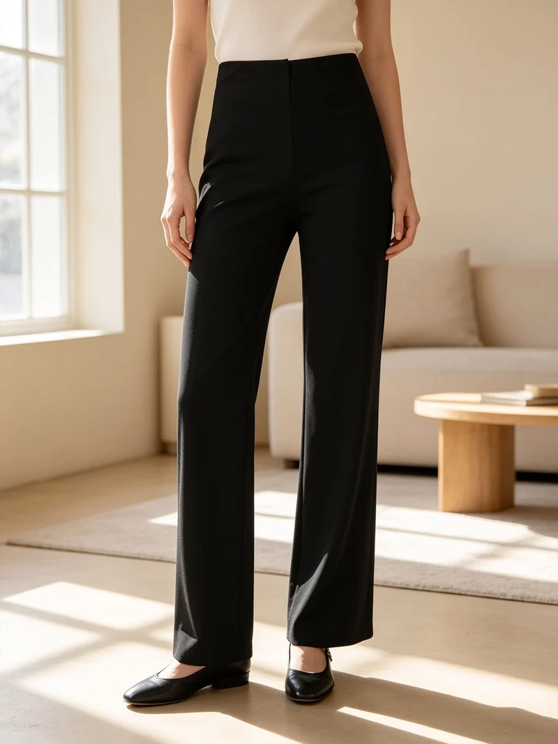 Pantaloni donna a vita alta - nero