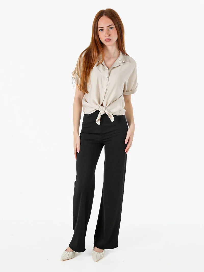 Pantaloni donna a vita alta - nero