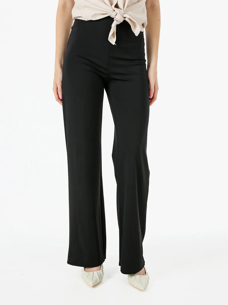 Pantaloni donna a vita alta - nero