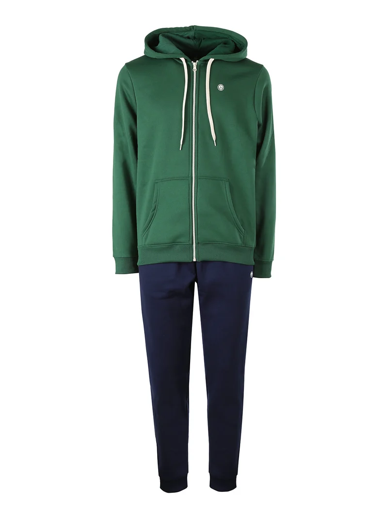 Completo tuta 2 pezzi da uomo full zip con cappuccio - verde