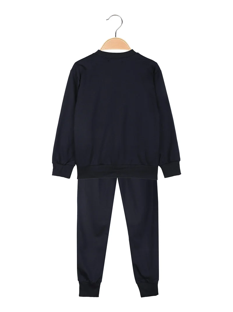 Completo tuta da bambina 2 pezzi felpa e pantaloni - blu scuro