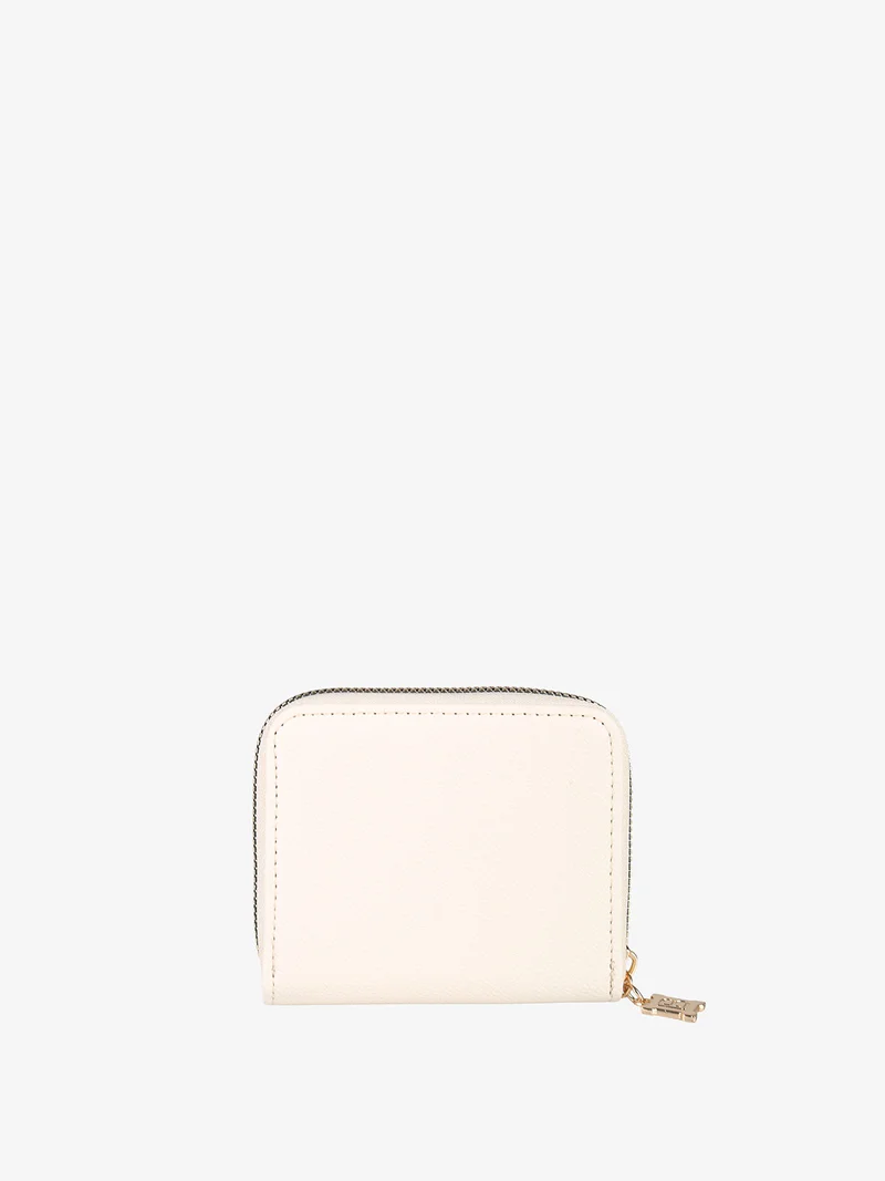 Portafoglio mini da donna zip e logo - naturale