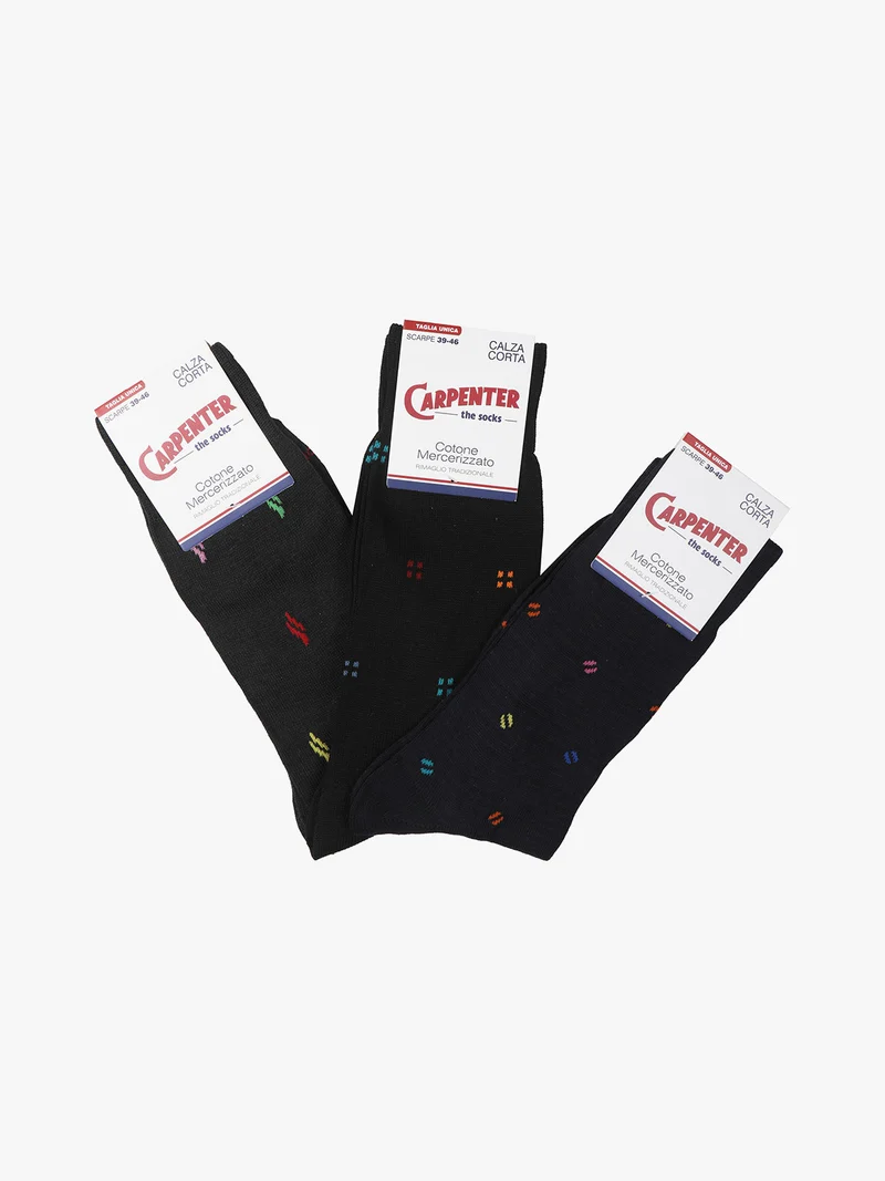 3 paia calze corte da uomo con stampe - blu scuro