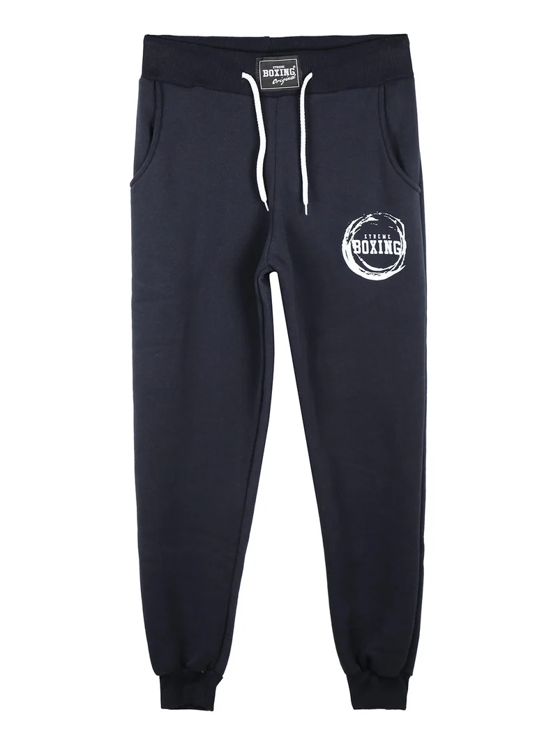Pantaloni in felpa da ragazzo con polsini - blu scuro