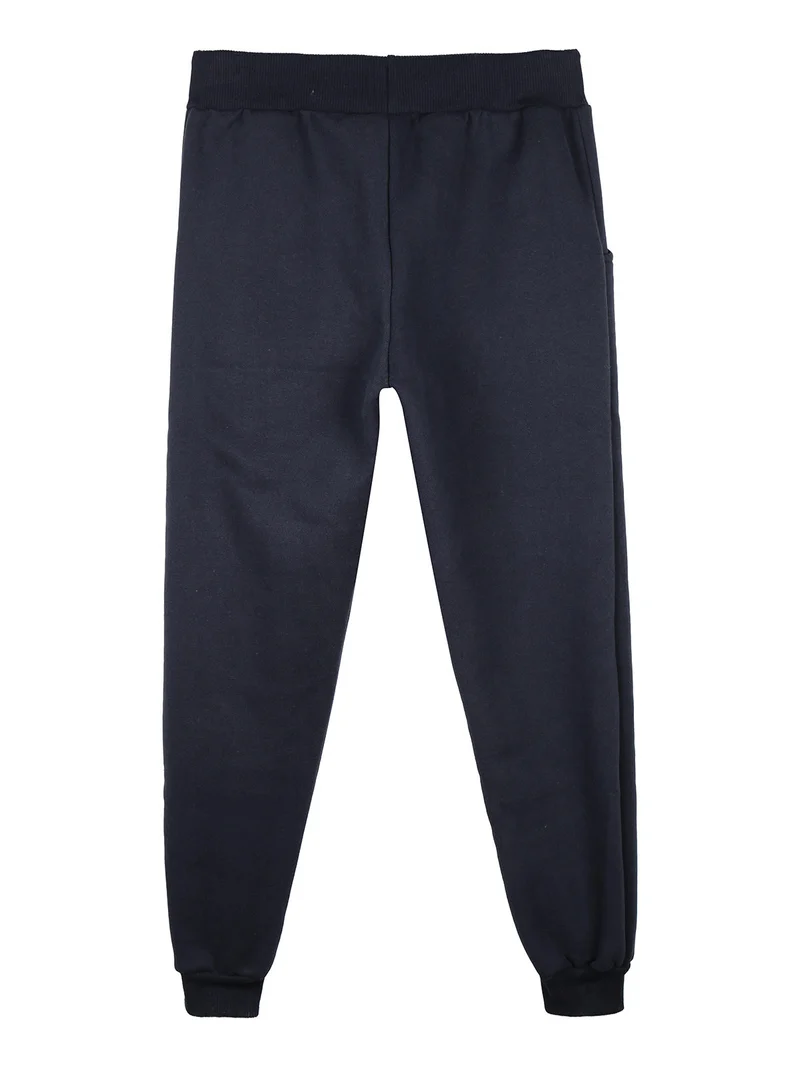 Pantaloni in felpa da ragazzo con polsini - blu scuro