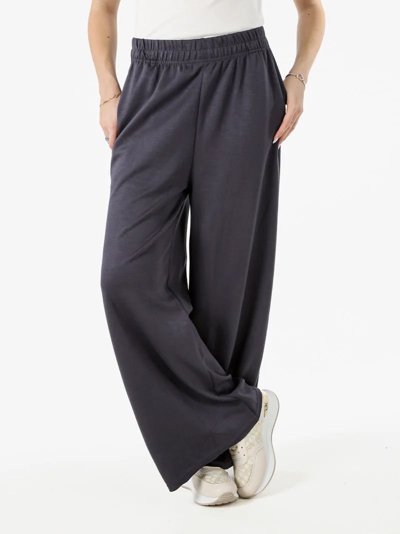 Pantaloni donna a palazzo in felpa - grigio scuro