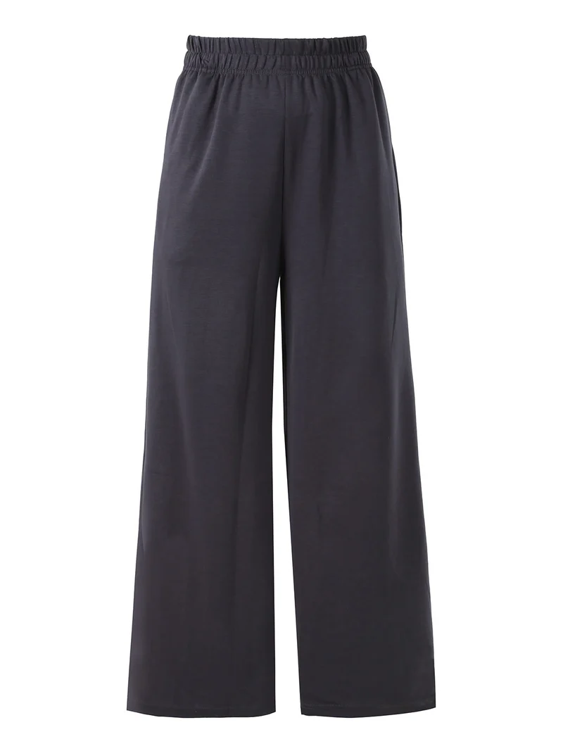 Pantaloni donna a palazzo in felpa - grigio scuro