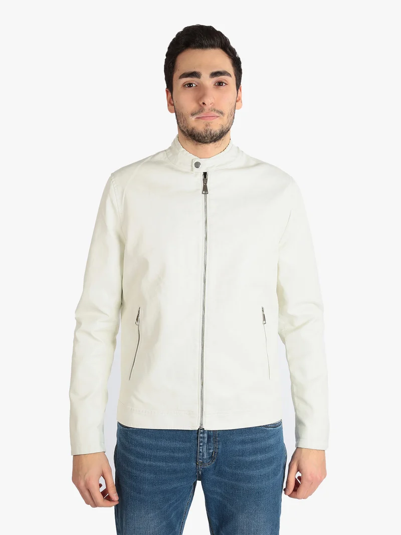 Giacca da uomo in ecopelle - bianco