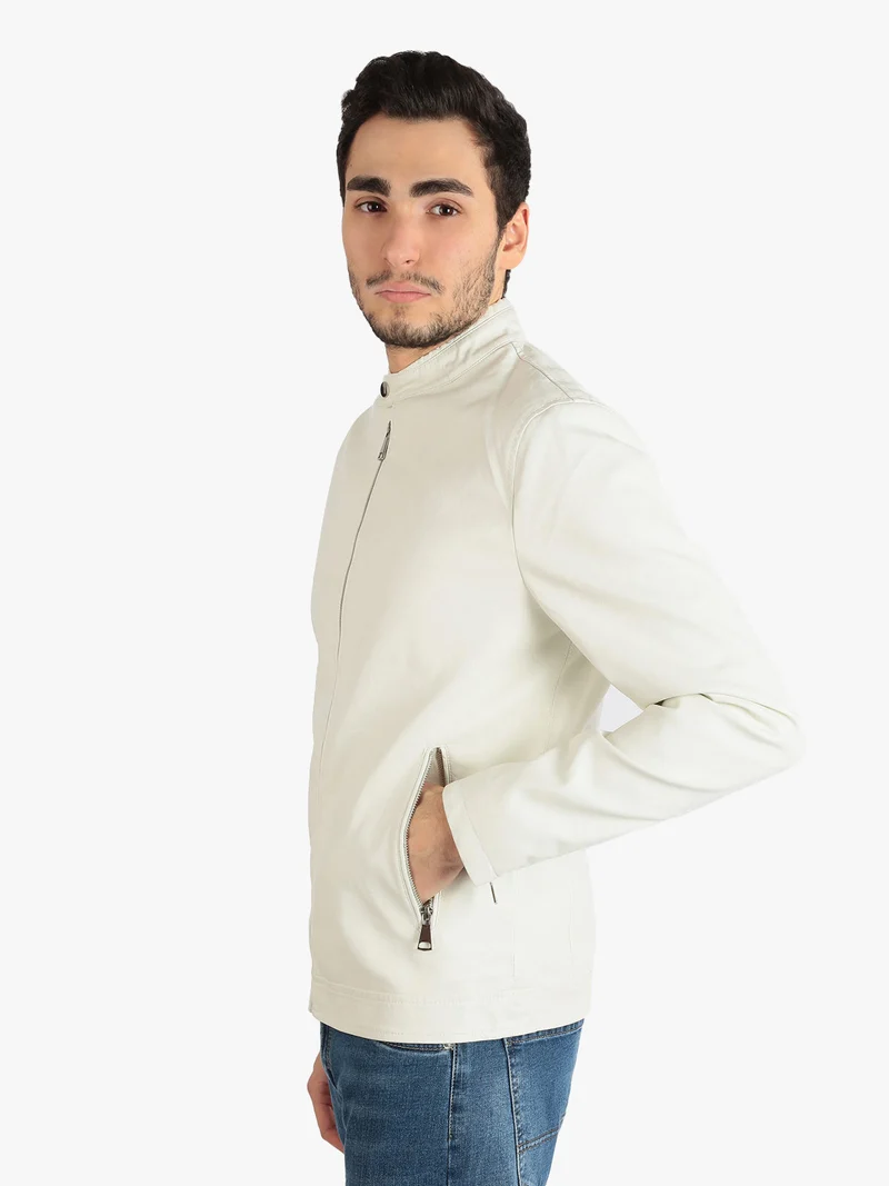 Giacca da uomo in ecopelle - bianco