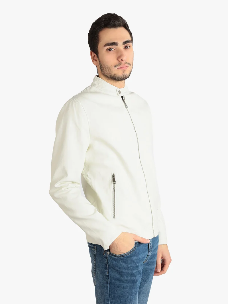 Giacca da uomo in ecopelle - bianco
