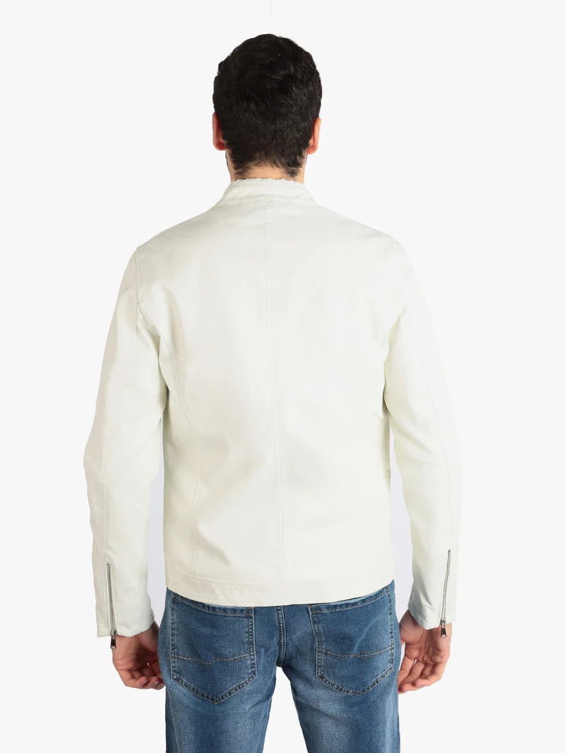 Giacca da uomo in ecopelle - bianco