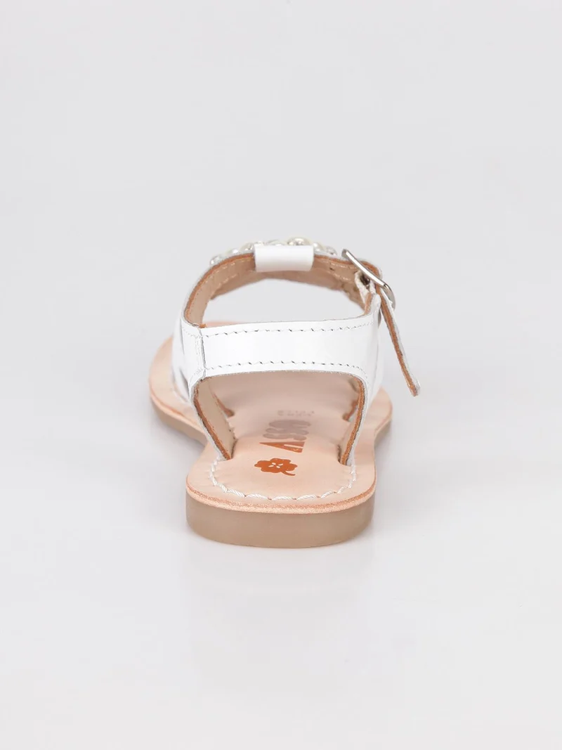 Sandali bianchi con perle e strass - bianco