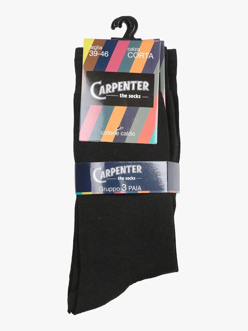 Calze corte uomo tinta unita. Confezione 3 paia - nero