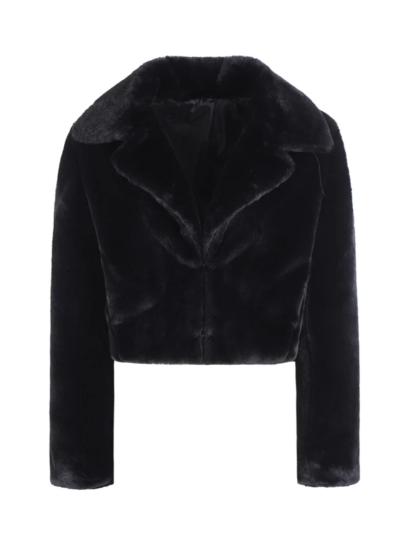 Giacca in ecopelliccia da donna - nero