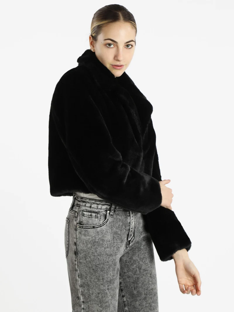 Giacca in ecopelliccia da donna - nero