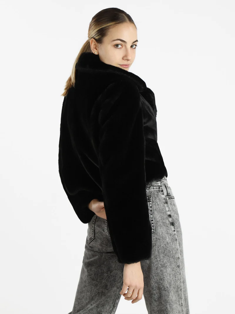 Giacca in ecopelliccia da donna - nero