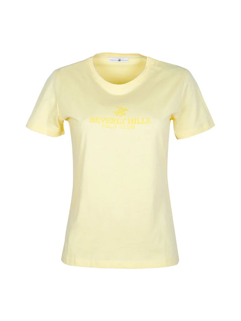 T-shirt donna manica corta in cotone - giallo