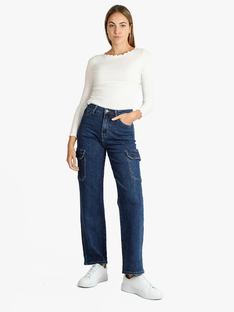 Jeans larghi donna con tasconi - jeans