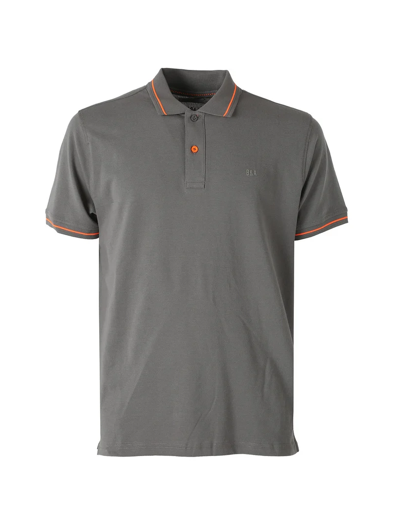 Polo da uomo in cotone a maniche corte con logo davanti e dietro - antracite