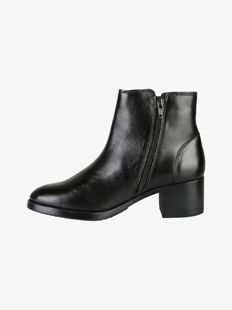 Stivaletti donna in pelle con tacco largo - nero