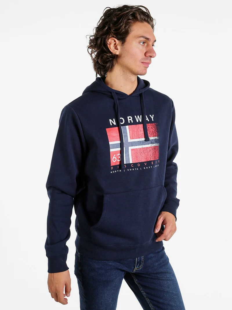 Felpa da uomo con cappuccio - blu scuro