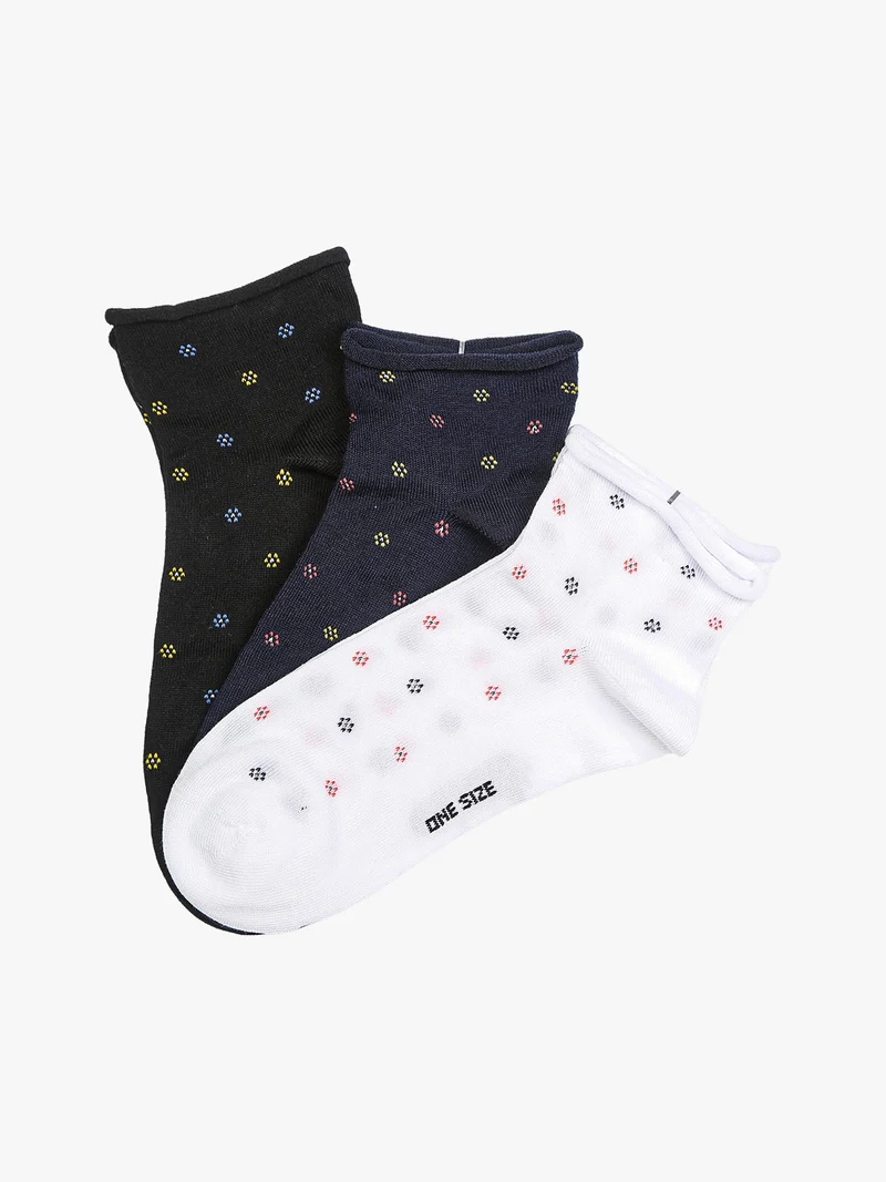 Confezione da 3 paia di calze corte da donna in cotone - blu scuro