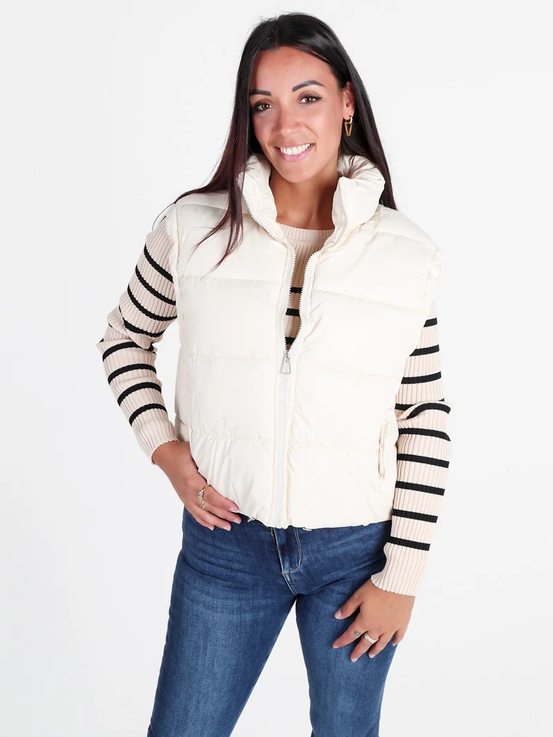 Gilet donna trapuntato con zip - bianco