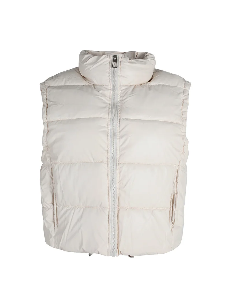 Gilet donna trapuntato con zip - bianco