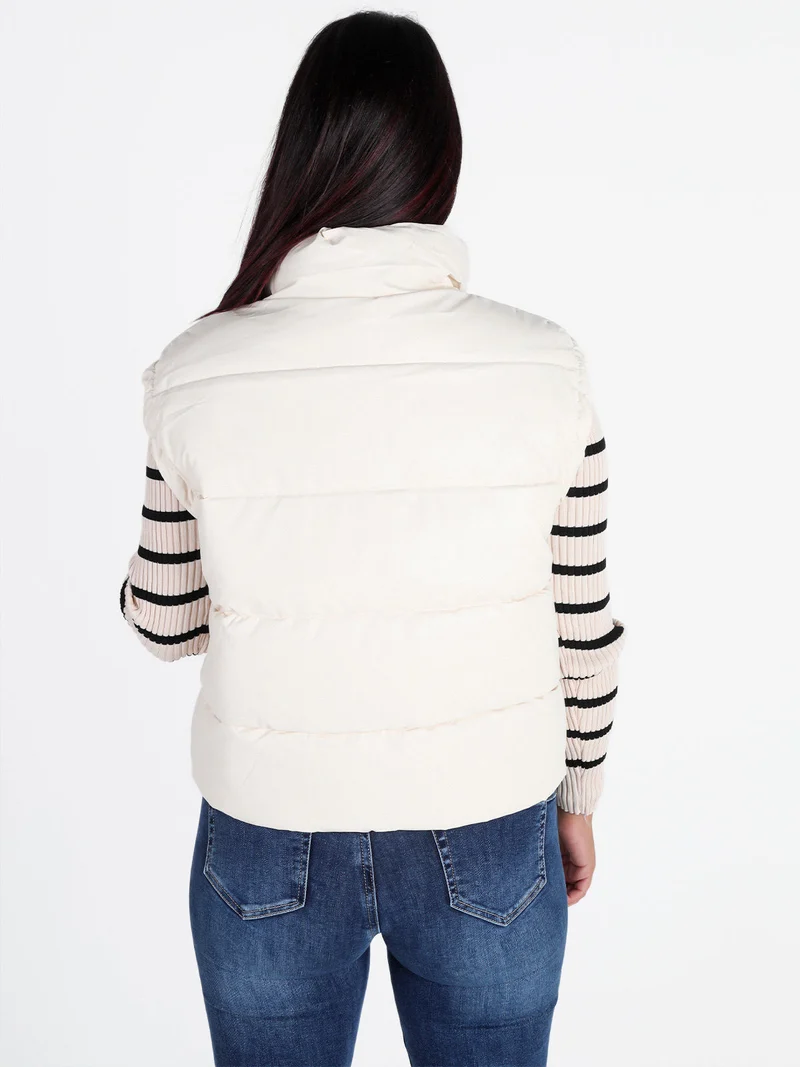 Gilet donna trapuntato con zip - bianco