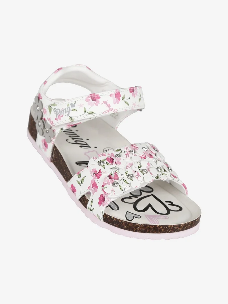 Sandali da bambina con fiori - fucsia