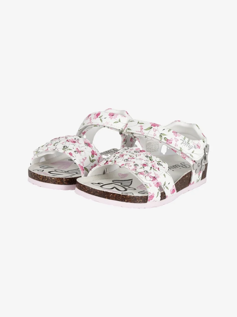 Sandali da bambina con fiori - fucsia