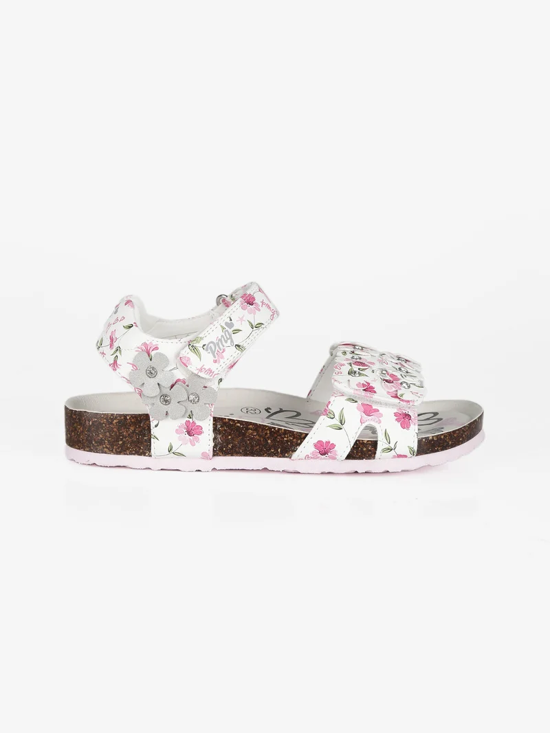 Sandali da bambina con fiori - fucsia