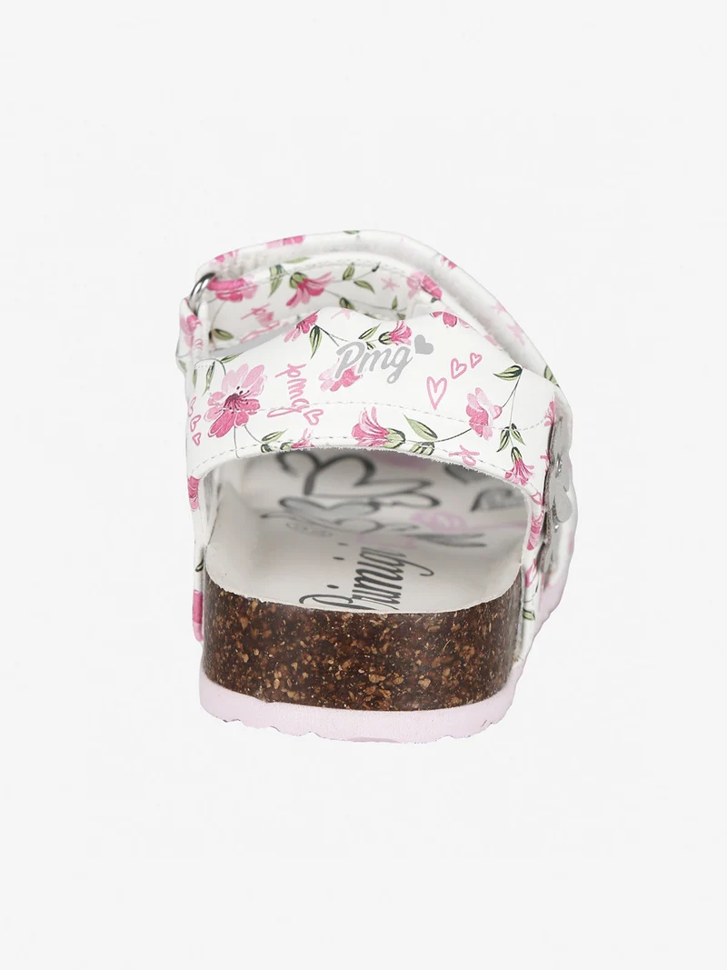 Sandali da bambina con fiori - fucsia
