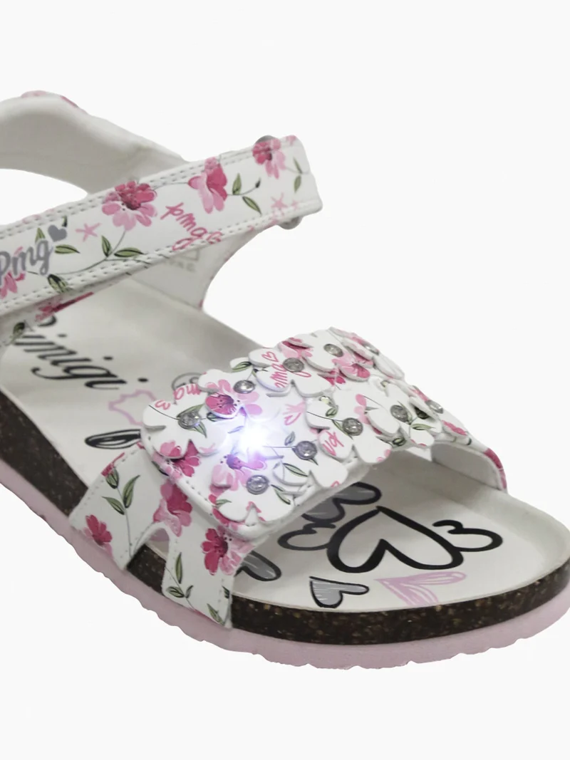 Sandali da bambina con fiori - fucsia